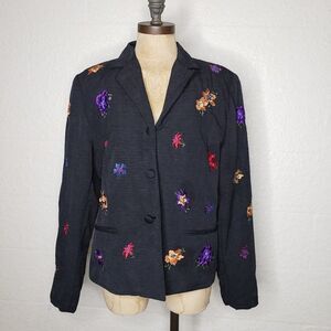 Anna Carole Silk Botanical Embroider Blazer 12
